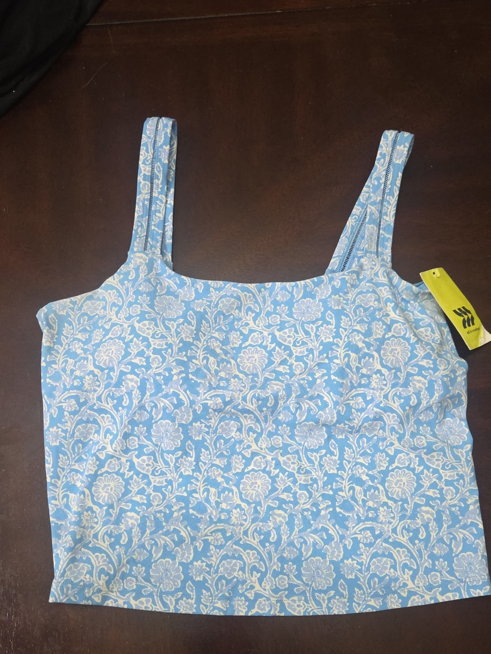 All In Motion Women's Soft Ladder Trim Floral Print Tank Top - Light Blue Large